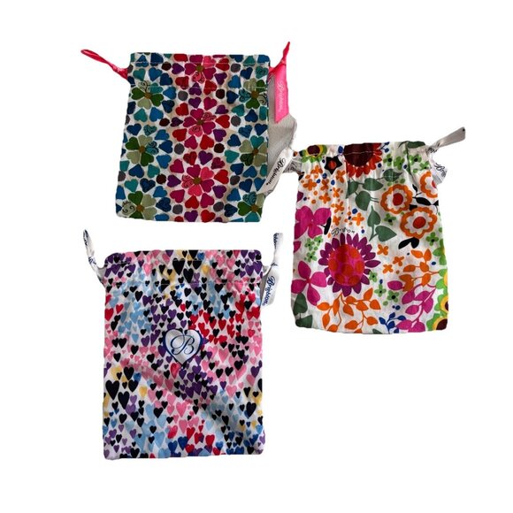 Brighton Cloth Jewelry Gift Bags Lot Of 3 Floral Hearts - Picture 1 of 7
